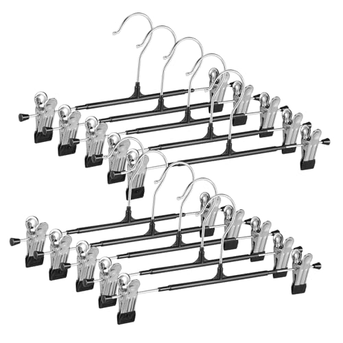 Hemobllo 10 Pcs Heavy Duty Pant Hangers with Clips Space Saving Multi Functional Storage Rack for Jeans Skirts Leggings Coats Enhanced Grip Wrinkle Prevention