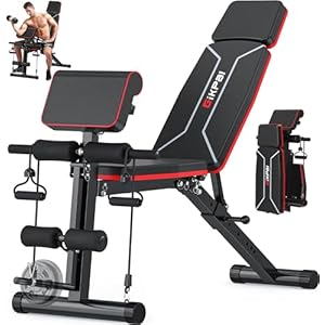 GIKPAL Adjustable Weight Bench – Workout Bench Press for Home Gym, Foldable Incline Decline Sit up Exercise Bench for Full Body Strength Training w/Leg Extension and Preacher Pad