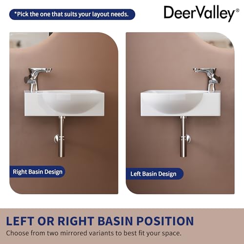Lavabo de pared de cerámica vitrificada con acabado blanco brillante 8