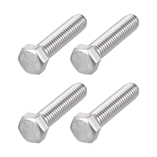 Image of METALLIXITY Hex Head Bolts (7 /16-14 x 2 inch) 4Pcs, 304 Stainless Steel 18-8, Fully Threaded, External Hex Drive, Plain Finish, Hex Head Screw Bolt, Silver