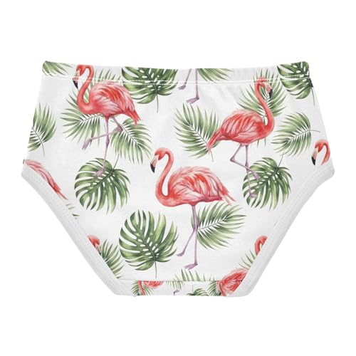 Toddler Girl Panties, Flamingos Tropical Palm Leaves Girls Cotton Underwear, 2–8 Years2