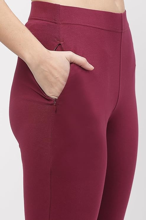 Image of ON&ON Women's Cotton Stretchable Slim Fit Straight Pants Trouser for Casual Wear and Office Wear