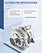 11231 New Alternator Replacement for Jeep Compass 2007-2017, for Patriot 2007-2017,for Chrysler 200 11-13, for Sebring 07-10,for Dodge Avenger 08-13, 1.8L 2.0L 2.4L, 115A 12V CW 6-Groove Clutch Pulley