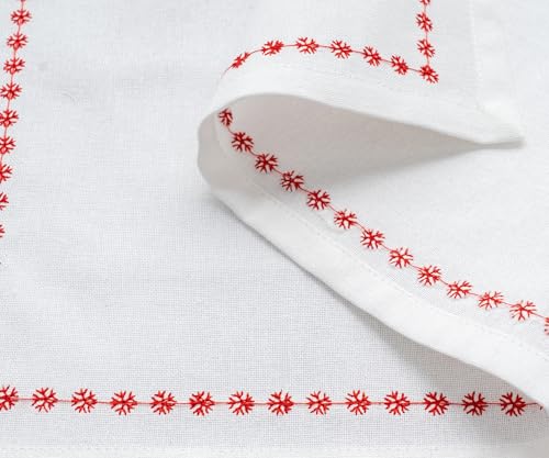 Servilletas de Algodón Blanco y Rojo Paquete x4 18x18 miniatura 3