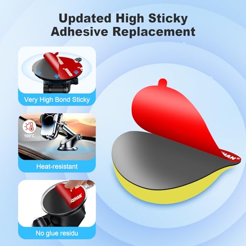 Sticky Adhesive Pads for Car Phone Mount, Strong Double-Sided Sticker Replacement for Dashboard Suction Cup Cell Phone Holder Base, 5pcs 3.15\"(80mm) Mounting Gel Round Tape for Windshield Dash Cam