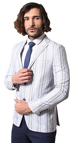 Blazer slim fit rayé bleu marine homme veste décontractée casual taille 46 Wessi