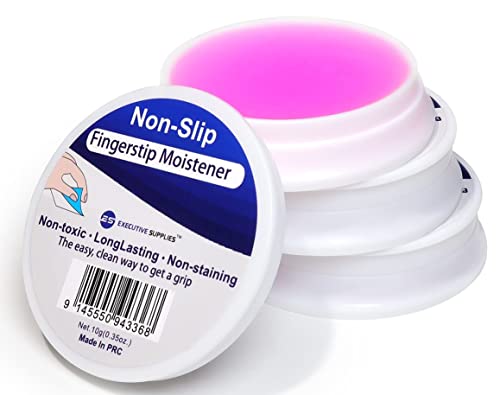 Fingertip Moistener – Odor-Free, Non-Toxic Gel for Counting, Sorting, Filing & Sealing – Refillable, Non-Skid Base Office Moistener – Easy-Open Container – Pack of 3