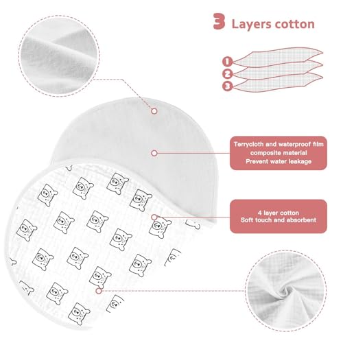 Sketchy Bears Pattern Muslin Baby Burp Cloths - Super Absorbent and Soft Burping Rags - Cotton Burp Clothes Set for Boys and Girls, 4 Pack3