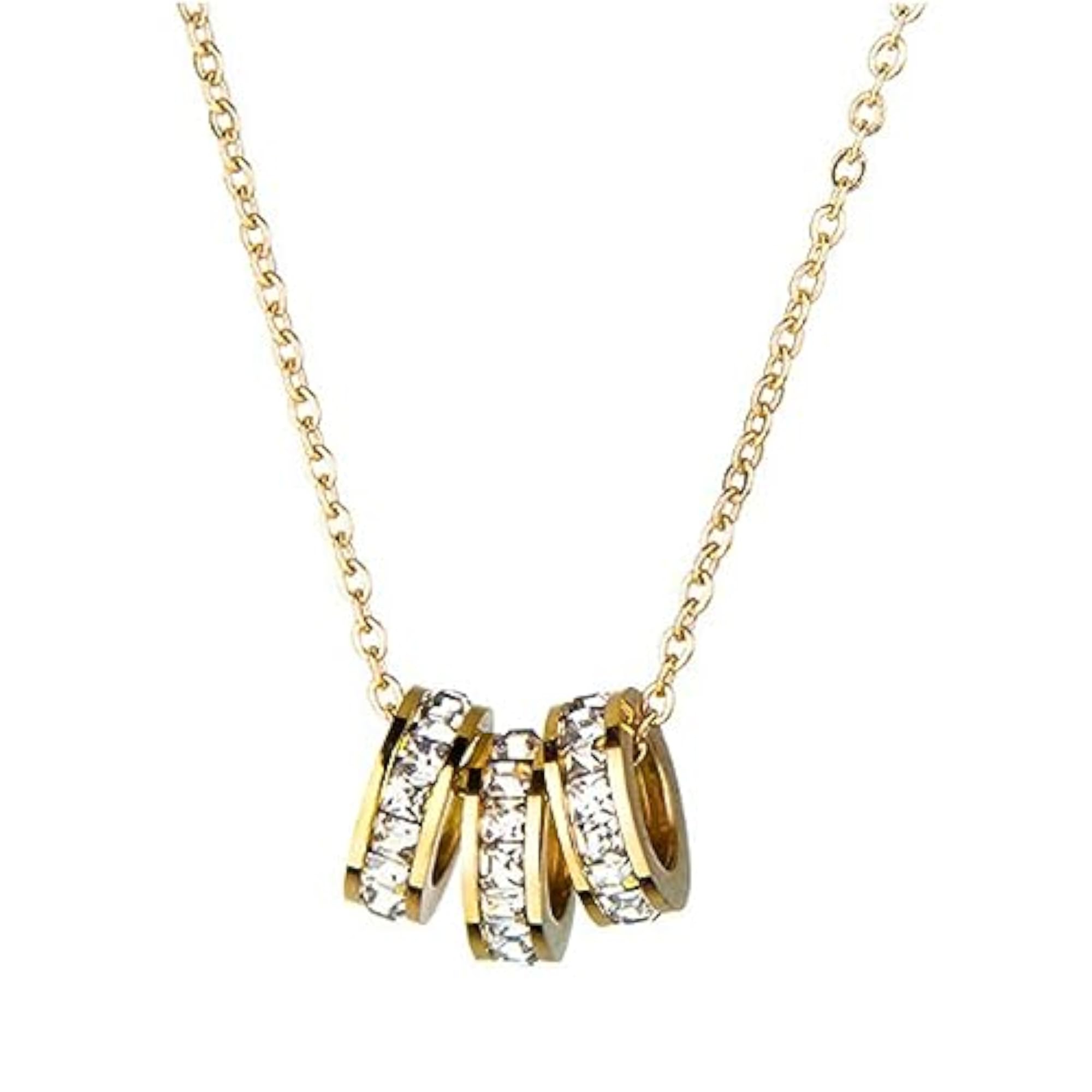 Stainless Steel CZ Pendant with 3 Loops