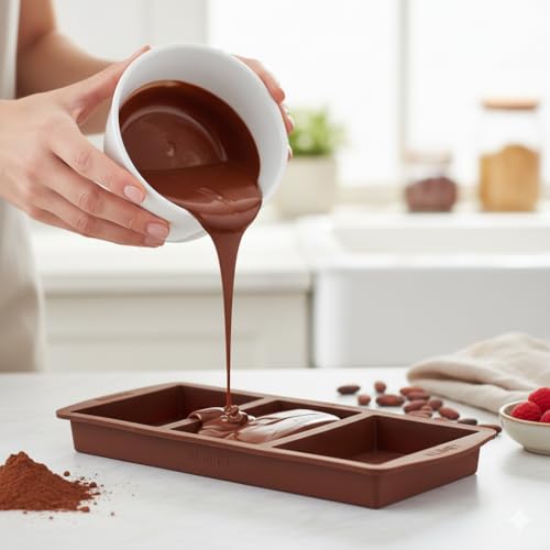 Image of KLIMET Deep Silicone Chocolate Bar Mold | Large & Thick Candy Bar Mould for Stuffed Chocolate | Big Mold for Knafeh, Pistachio, Dubai-Style Bars | (Pack of 1)