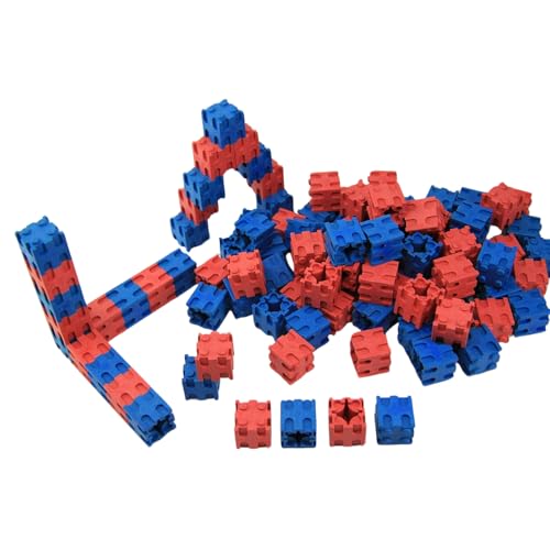 WISSNER® aktiv lernen - Cubes encastrables 2 x 2 x 2 cm, 100 pièces rouge/bleu, en carton - RE-Wood®