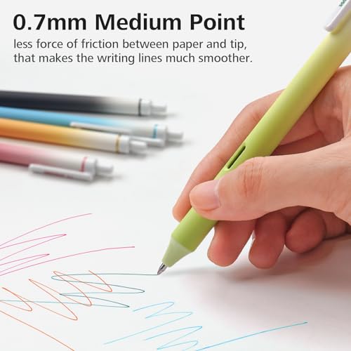 Image of WRITECH Fine Point Gel Pens: 8ct Multi Colored 0.7mm Medium Point Retractable Assorted Color Ink Pen Smooth Writing for Journaling Coloring Gradient Barrel No Bleed & Smudge & Smear