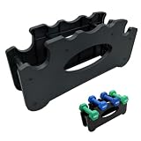 Soporte para mancuernas, soporte compacto para mancuernas, soporte de peso para guardar 4 mancuernas pequeñas, adecuado para gimnasios en casa, dos pisos, negro