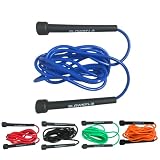 Springseil für Erwachsene & Kinder, Damen & Herren - für Fitness, Crossfit, Sport, Boxen und Freizeit - Verstellbare Größe - mit Einstellklammer - Speed Rope, Jump Rope, Sprungseil (Blau)