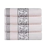 Superior Juego de Toallas de baño Decorativas de 4 Piezas, decoración Griega/Floral para baño, baño de Invitados, SPA, artículos Esenciales para el hogar, algodón Absorbente, colección