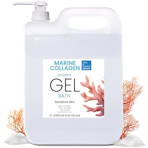 Gel de Ducha Colágeno Triple Accion: Limpiador Facial, Corporal y del Cabello. Efecto Reafirmante y Anti Edad. Cuidado Piel Atopica, Sensible y Seca - 2000 ml