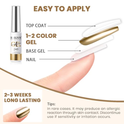 Rarjsm Metallic Nail Art Gel Liner Bronze Gold Mirror Chrome 3D Effect Gel Nail Polish 8Ml Build In Thin Brush Metal Painted Drawing Striper Painting Gel Polish Soak Off Curing Requires For Home Salon thumb #6