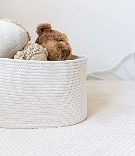 Organihaus White Cotton Rope Basket For Books | Woven Fabric Storage Basket | Towel Baskets For Bathroom | Woven Baskets For Organizing | Decorative Rope Baskets For Storage | Baby Toy Basket #TOP7