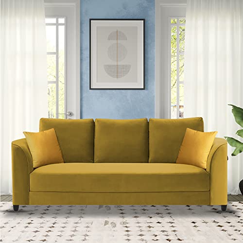 Image of Francis 3 Seater Sofa Set for Living Room (Yellow Fabric)
