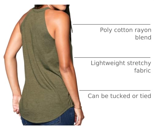 Image of Summer Tops High Neck Halter Tops for Women - Lightweight Stretchy Loose Fit Tank Top Women - Casual Dressy Sleeveless Blouse