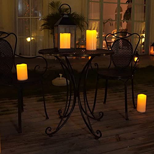 Image of Homemory 6 inch 8 inch 10 inch x 4 inch Waterproof Outdoor Flameless Candles, Battery Operated Flickering LED Pillar Candles with Remote and Timers for Indoor, Plastic, Ivory White