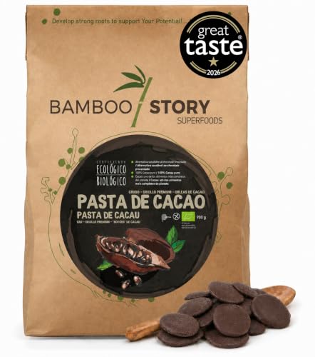Crudo | BAMBOO STORY | Pasta Cacao en Obleas | Criollo | Ecológico/BIO | 100% Cacao | Sin Azúcar | 900 g | Origen 100% Perú