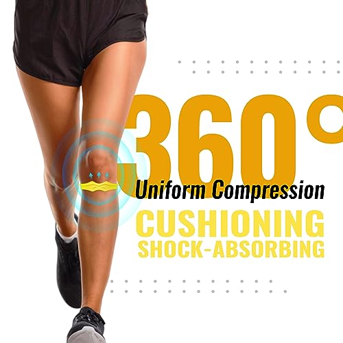 Image of Fit Geno Knee Strap Patella Support: Knee Band for Patellar Tendon Pain Relief - Knee Brace for Tendonitis Jumpers Running Sports Basketball Men Women 2 Packs (Yellow)