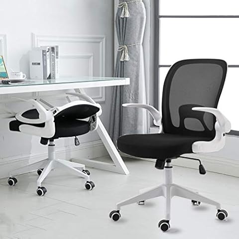 IPKIG Foldable Office Chair with Wheels and Flip-Up Arms Cover