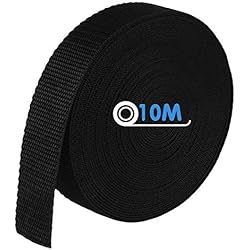 Persianas 2 Metros Ancho ZAWTR Correa de Cincha, Correa de Polipropileno Negro, Accesorios para Mochilas Correa de Cincha 10 Metros x 25mm para Hacer Bolsas/Flejado de Mochila/Escalada al Aire Libre (Negro)