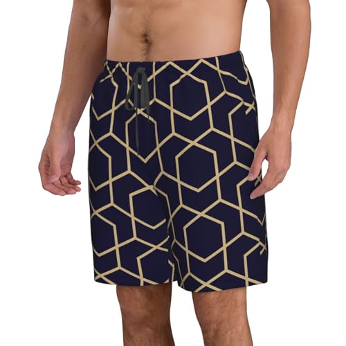 Men's Beach Shorts Swim TrunksFun Patterns Geometric Lines Print for Surfing Running Summer Vacation2