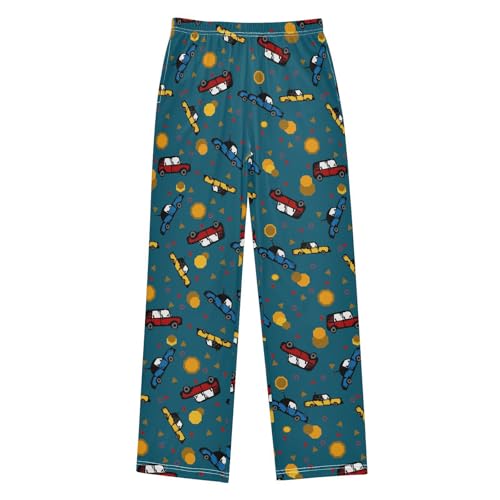 ZZXXB Retro Car Pattern Boys Long Pants Soft Trousers Elastic Waist Kids Lounge Bottoms with Pockets S-XL