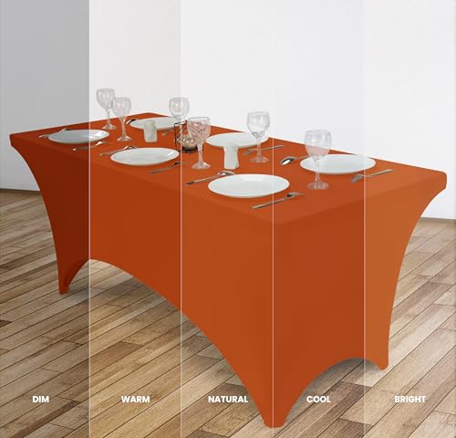 Image of Utopia Kitchen Spandex Tablecloth 2 Pack [6FT, Orange] Tight, Fitted, Washable and Wrinkle Resistant Stretch Table Cloth Rectangle Cover for Trade Show, Weddings & Parties [72Lx30Wx30H Inch]