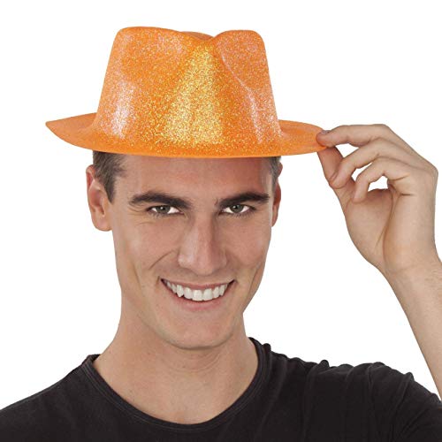 Viving Costumes Sombrero Plástico Glitter Naranja 58 CM