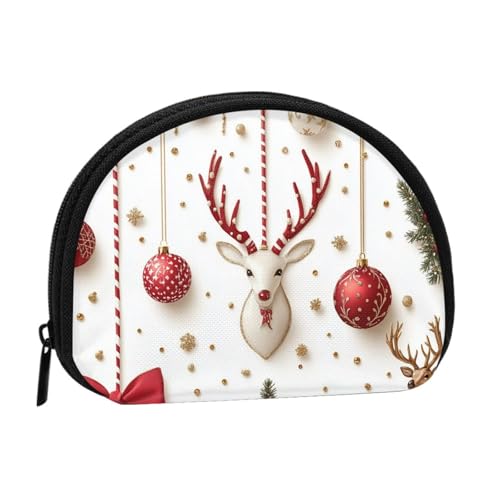 Portable Coin Purse Winter-Christmas-Wonderland Mini Zippered Money Pouch Card Holder