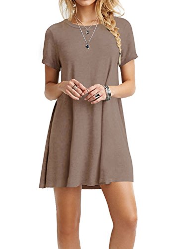 Image of TOPONSKY Women's Casual Plain Simple Loose Flowy Short-Sleeve T-Shirt Dress