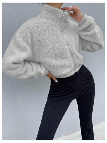 SOLY HUX Women's Faux Fur Zip Up Jackets Fuzzy Long Sleeve Cropped Jacket Outerwear3