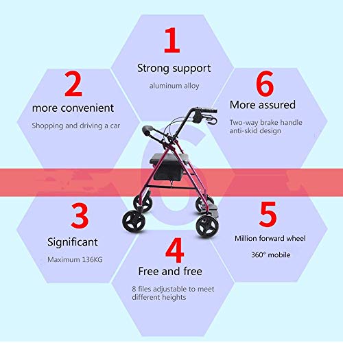 Déambulateur roulant pliable aluminium robuste avec siège de repos intégré - 2