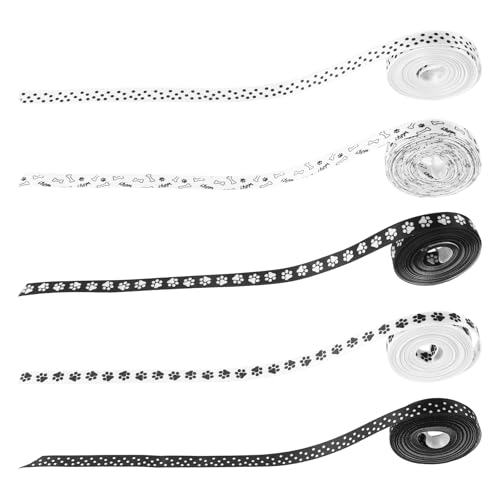 ibasenice Lot de 5 Rouleaux de Ruban pour Animaux en Polyester, Résistant la Décoloration, pour Nœuds et Emballages Présents Lors de Fêtes