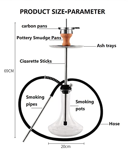 Hookah Set große Edelstahl-Räucherstange Einzelpfeife Hookahs, inklusive Diffusor Silikonschlauch Aluminium Rauchpfeifen… – Bild 3