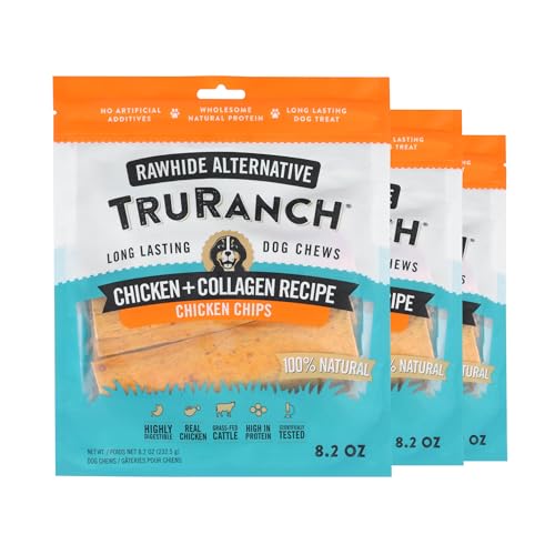 TRURANCH Collagen Chips - Collagen Dog Treats - Long Lasting Healthy Joint Support - Rawhide Alternative Chips - Skin & Coat Health - Made with Real Chicken, Value Pack, 3 Bags, 1.5 lbs -  M Pet Group