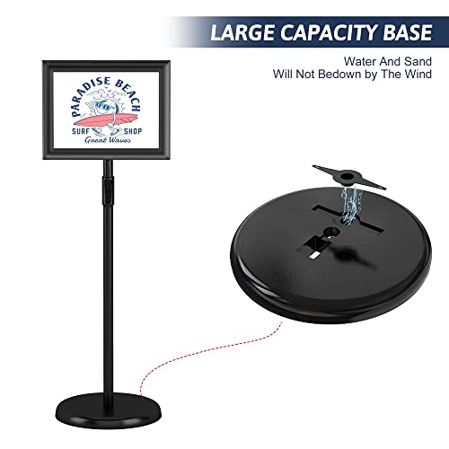 Mayyol Adjustable Sign Holder 8.5 X 11 Inch Stand - Poster Floor Heavy Duty Pedestal Display Holder, Vertical And Horizontal Sign Displayed, Aluminum Sign Standing Holders For Outdoor Indoor, Black #TOP7