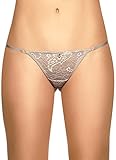 Laura SL105148BE-L Womens G-String Thong Adjusts To Your Fit See Through Lace, Beige - Large