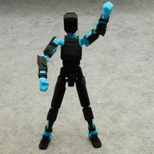 Image of Dummy 13 Action Figure Robot | Fully Articulated 3D Printed Robot Toy | 5.4-inch Collectible Figurine | Matte Finish | Unassembeled | Combo of 2 (White-SkyBlue+Black-SkyBlue)