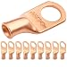 SELTERM 10 Pack 6 Gauge 6 AWG 3/8" Stud UL Heavy Duty Copper Crimp Lugs Welding Cable Bare Copper Eyelet Lug