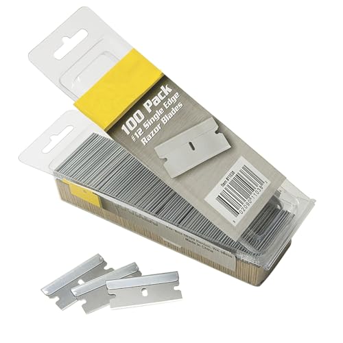 Edward Tools 100 Pack of Single Edge Razor Blades - High Carbon Steel Razor Blades for Scrapers, Box Cutters - Refills for Removing Paint, Stickers, Labels - Clean Glass, Windows, Doors - Sharp Edge