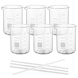 Ackers Boro3.3,500ml Griffin Low Form Scientific Glass Beaker(Pack of 6) 丨4 Stirring Rods