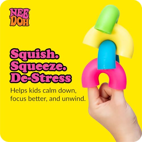Image of Schylling NeeDoh Mac 'N' Squeeze - Sensory Squeeze Toy - Contains 4 Squishy Noodles - 3 inch Wide - Color May Vary (Pack of 1)