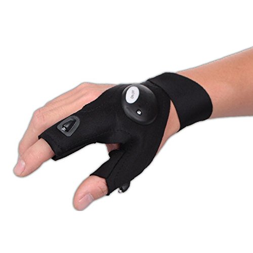 LED ライト 付き グローブ 手袋 夜間作業 夜釣り 高輝度 照明 ナイト フィッシング (右)