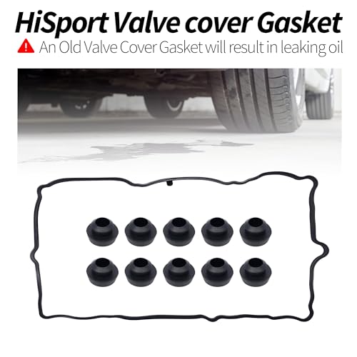 Image of HiSport VS50652R Engine Valve Cover Gasket Set 3.7L V6 - Compatible with Dodge Dakota Durango Nitro Ram 1500 Jeep Commander Grand Cherokee Liberty Mitsubishi Raider Ram 1500 Dakota 2005-2012