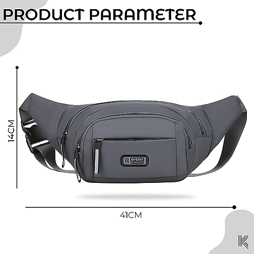 Image of Kraptick Premium Unisex Waist Bag for Men and Women - Stylish Hip Bag, Fanny Pack, Chest Bag (Grey)